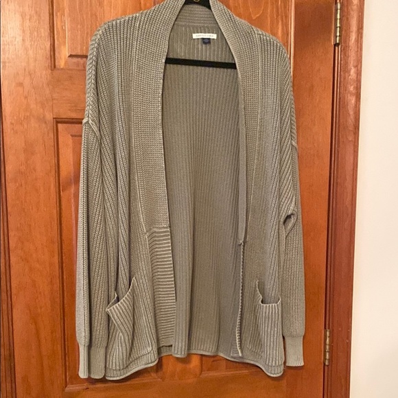 American Eagle Outfitters Sage Green Ribbed Knit Open Front Cardigan Size Large - Picture 5 of 9